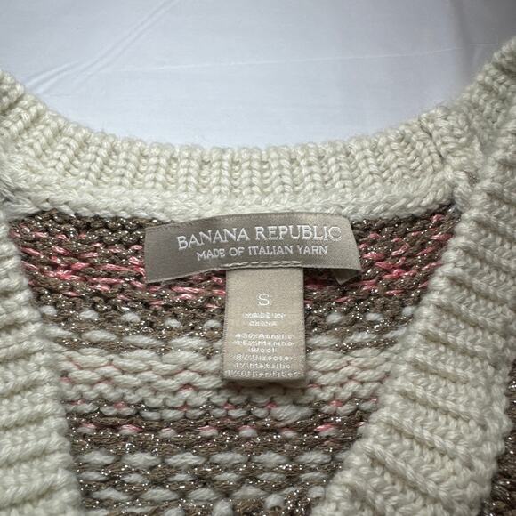 Banana Republic FAIR ISLE PULLOVER cream color size small - Picture 6 of 13